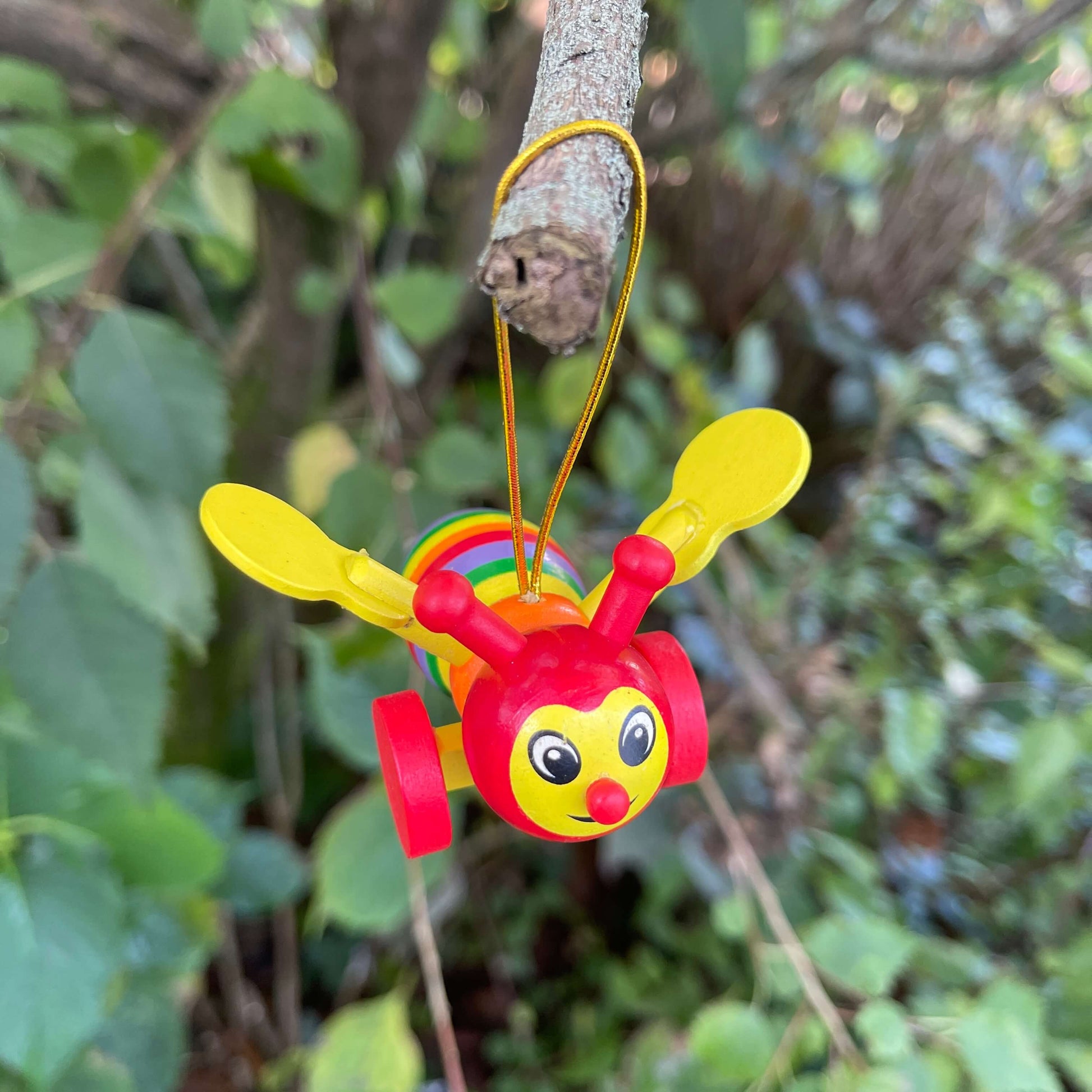 Rainbow bee tree decorations.