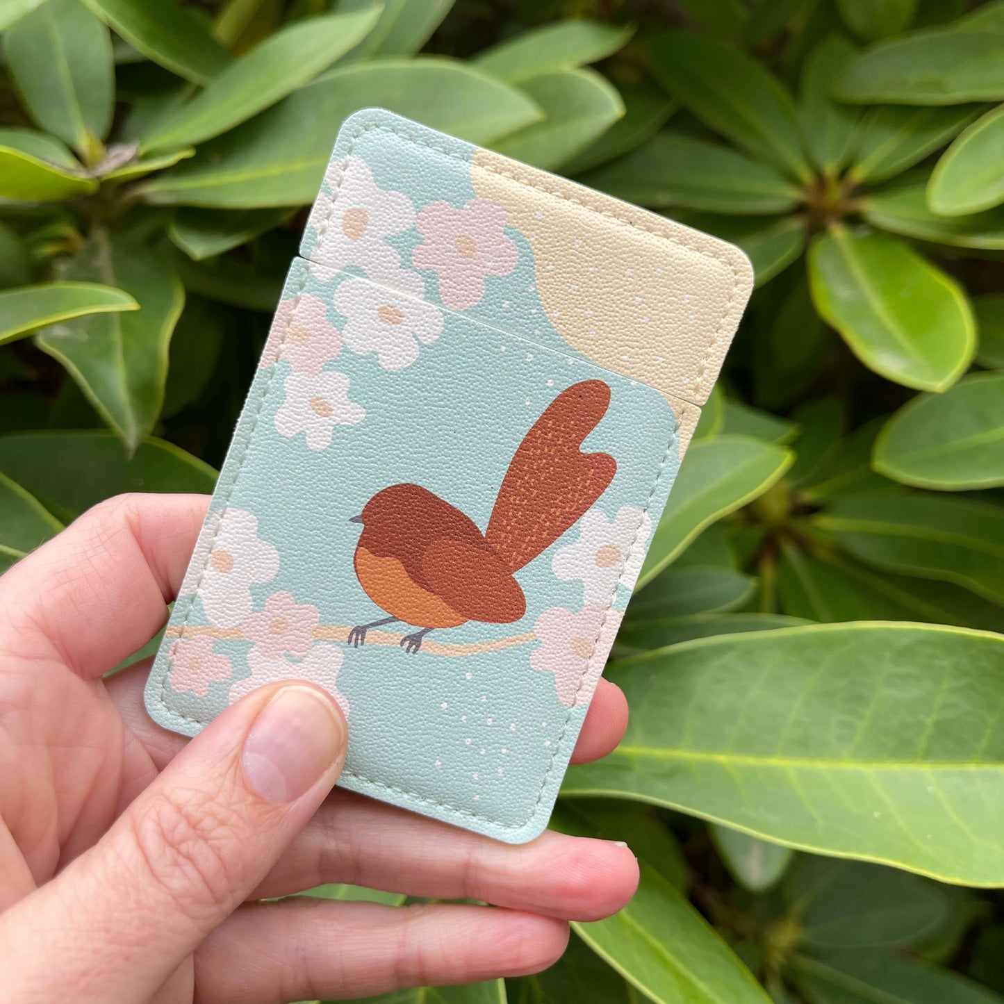 Pocket Mirror - Cut-out Fantail with light blue hues.