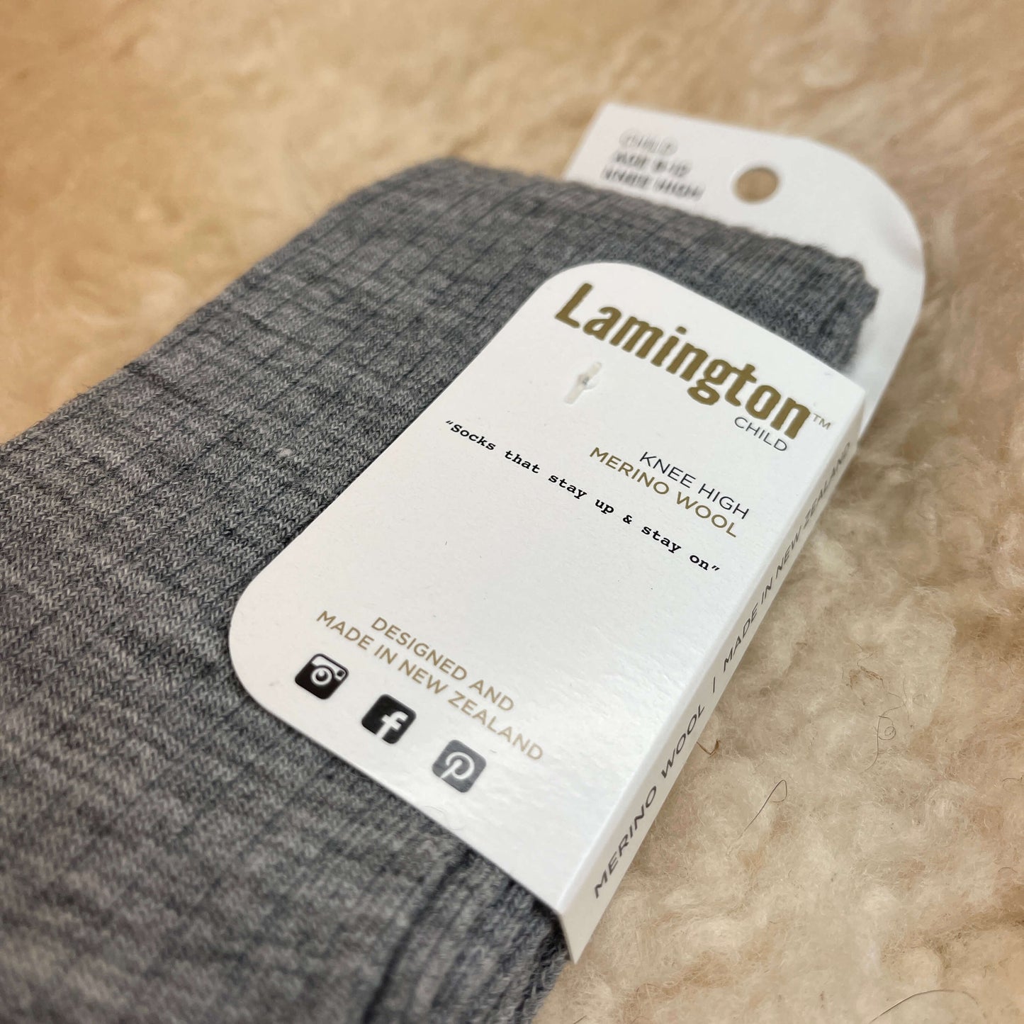 Grey merino crew socks.