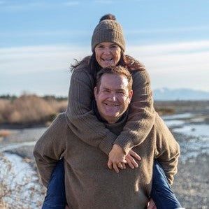 Couple wearing natural brown woolen jerseys from Wyld.